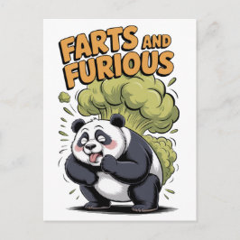 Rolig Tecknad Panda gör en Fart på en Helg Vykort