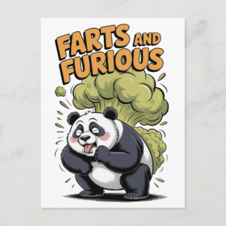 Rolig Tecknad Panda gör en Fart på en Helg Vykort