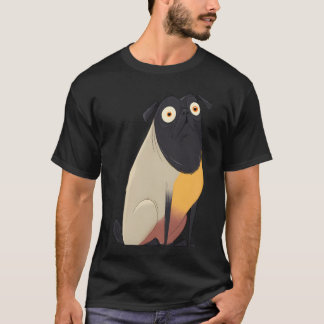 Rolig Tecknad Pug med Stora Ögon och Färgrik Kropp T Shirt