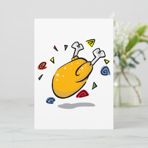 Rolig Tecknad Rostad Kyckling som Faller Inbjudningar