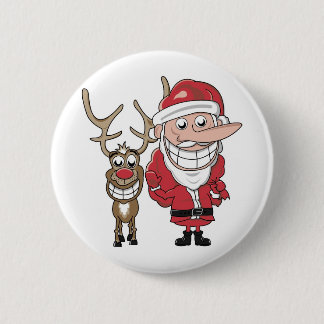 Rolig tecknad Santa och Rudolph Knapp