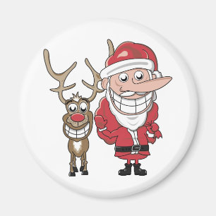 Rolig tecknad Santa och Rudolph Magnet