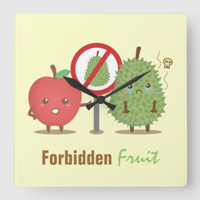 Rolig tecknad serie, Förbjuden frukt, Äpple och Du Fyrkantig Klocka (Framsida)
