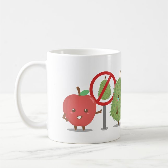 Rolig tecknad serie, förbjuden frukt, äpple och du kaffemugg (Vänster)