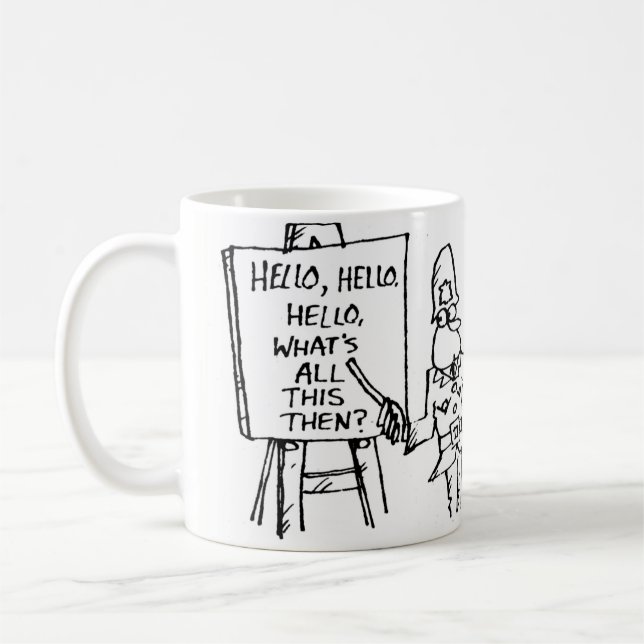 Rolig tecknad serie om brittisk polisutbildning kaffemugg (Vänster)
