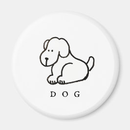 Rolig Tecknad Sittande Hund Magnet