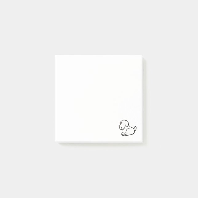 Rolig Tecknad Sittande Hund Post-it Block (Framsida)