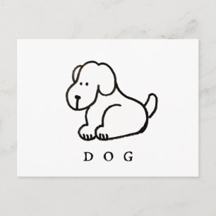 Rolig Tecknad Sittande Hund Vykort