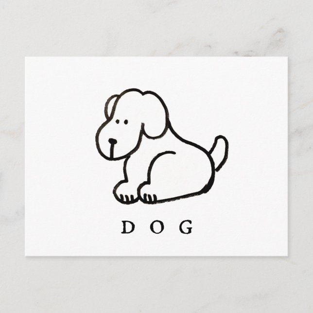 Rolig Tecknad Sittande Hund Vykort (Framsida)