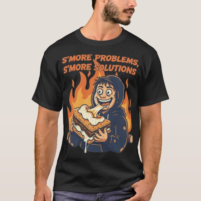 Rolig Tecknad Smore Problem Smore Lösningar T Shirt (Framsida)