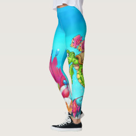 Rolig tecknad som lägger benen på ryggen med leggings