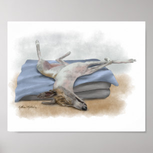 Rolig Tecknad Sövande Greyhound Poster