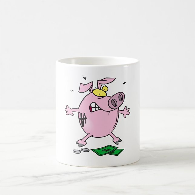 Rolig Tecknad Spargris som förlorar pengar Kaffemugg (Skapare uppladdad)