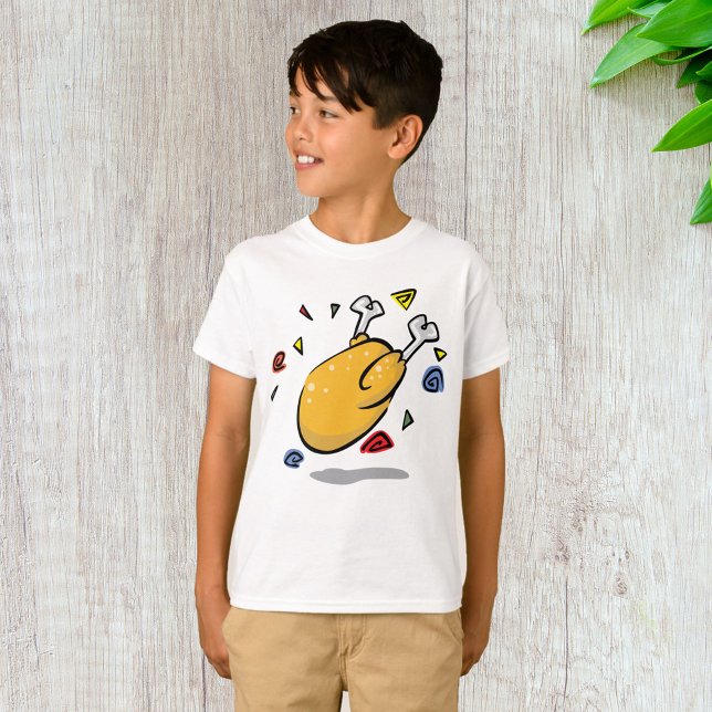 Rolig Tecknad Stekt Kyckling Som Faller T Shirt (Skapare uppladdad)