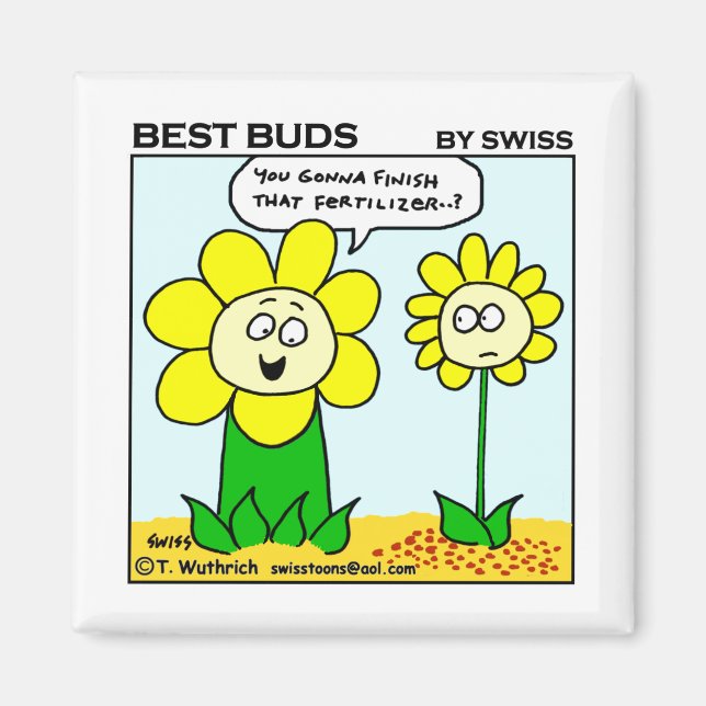 Rolig tecknadblomma som är hungrig för mer magnet (Framsidan)