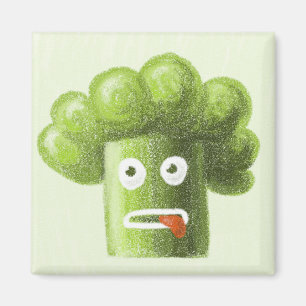 Rolig tecknadbroccoli är sund mat magnet