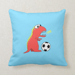 Rolig tecknadDinosaur som leker fotbollungar Kudde
