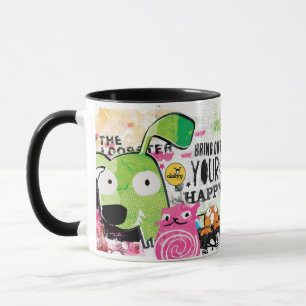 Rolig tecknadkaffemugg som ska delas med vänner mugg