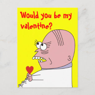 Rolig tecknadmanvalentin vykort för dag