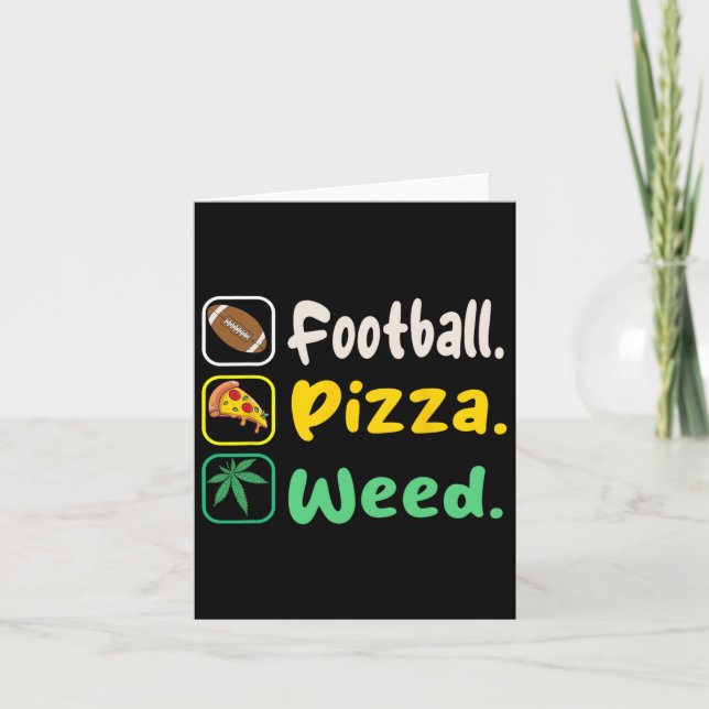Rolig Tee Fotboll Pizza Weed För Kärleksfull Hallo Kort (Framsida)