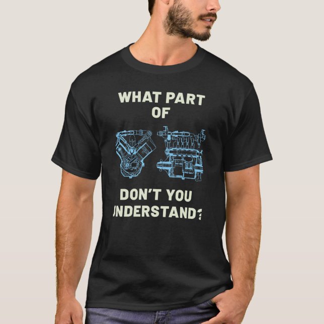 Rolig tekniker bilmotor t shirt (Framsida)