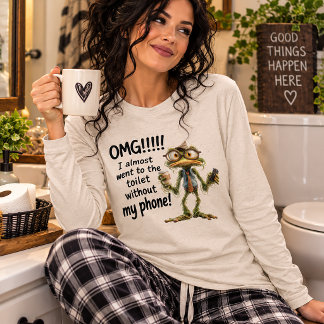 Rolig Telefonhumor Gick Nästan Till Toaletten Utan T Shirt