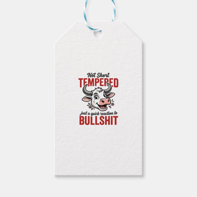 Rolig Tempererad Ko Vintage Presentetikett (Framsidan)