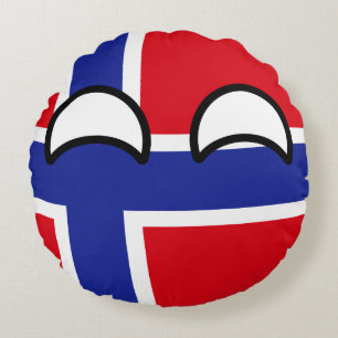 Rolig tendera Geeky norge Countryball Rund Kudde