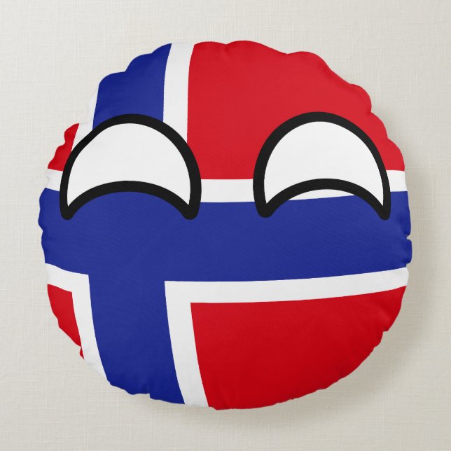 Rolig tendera Geeky norge Countryball Rund Kudde (Framsidan)
