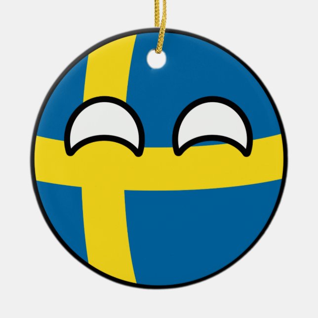 Rolig tendera Geeky sverige Countryball Julgransprydnad Keramik (Framsidan)