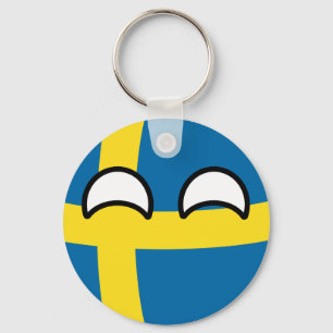 Rolig tendera Geeky sverige Countryball Nyckelring