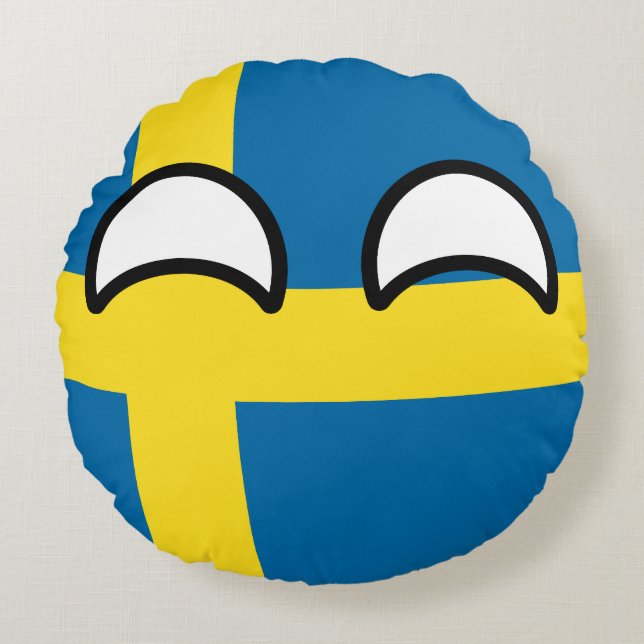 Rolig tendera Geeky sverige Countryball Rund Kudde (Framsidan)