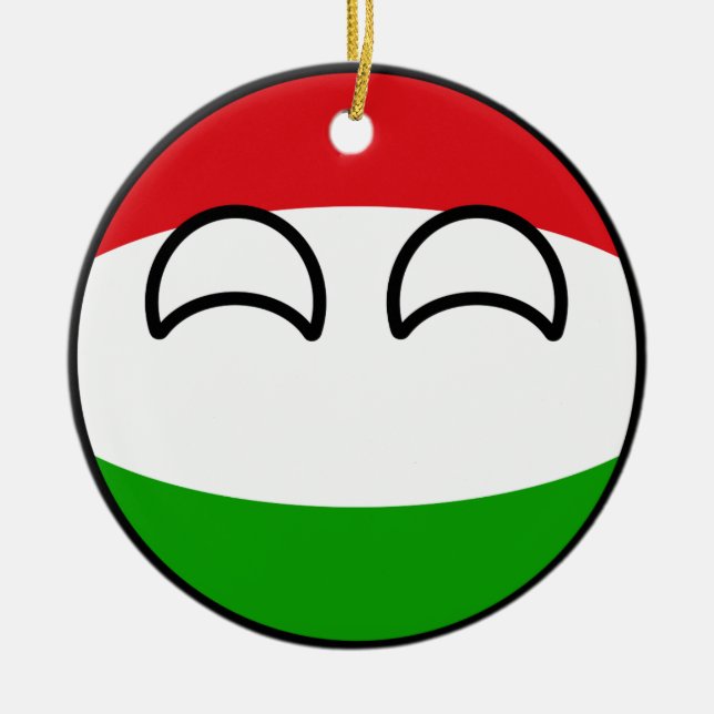 Rolig tendera Geeky Ungern Countryball Julgransprydnad Keramik (Framsidan)