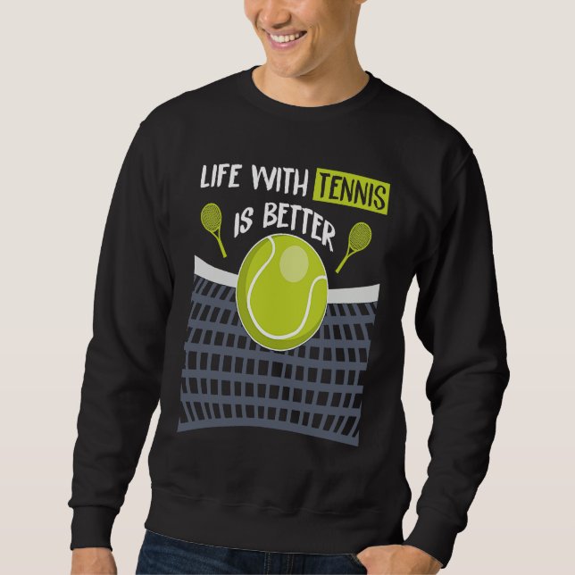 Rolig Tennisboll Citat Lång Ärmad Tröja (Framsida)