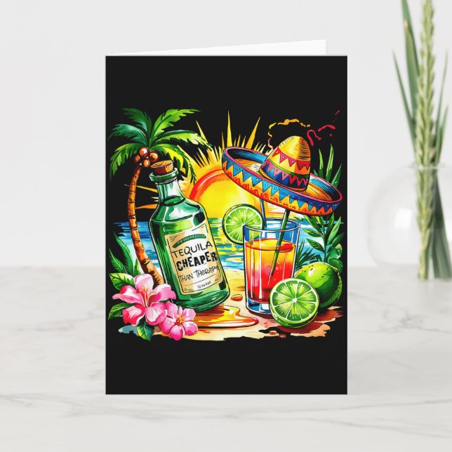 Rolig Tequila Drickande Cinco De Mayo Mexikansk Fe Kort (Framsida)