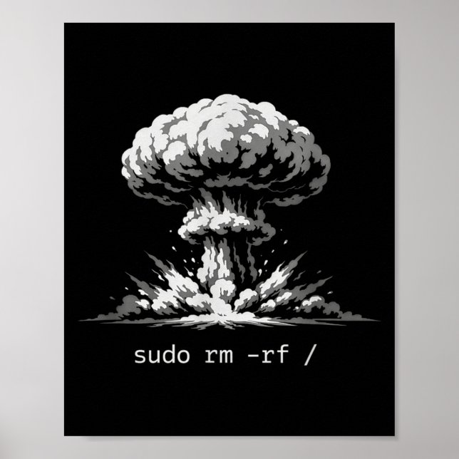 Rolig terminalskämt sudo rm -rf slash hackare poster (Framsidan)