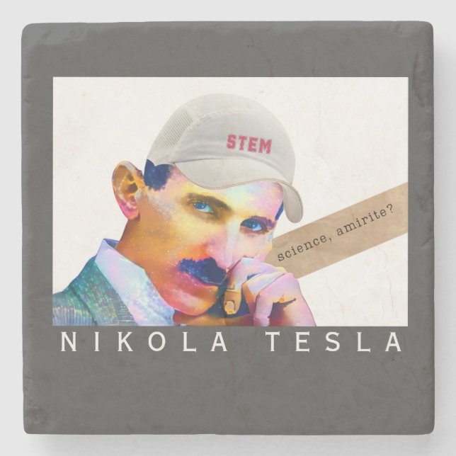 Rolig Tesla-porträtt   Stenunderlägg (Framsidan)