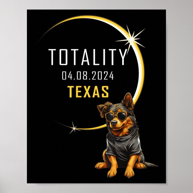 Rolig Texas Total Solförmörkelse Hund Poster (Framsidan)