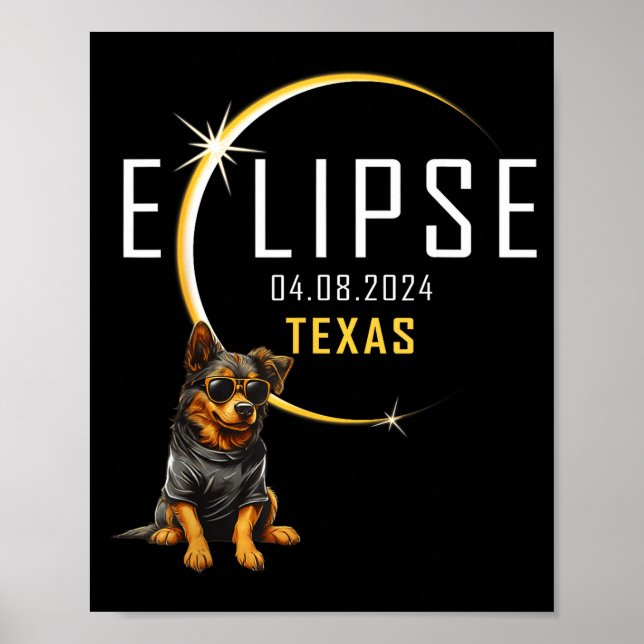 Rolig Texas Total Solförmörkelse Hund Poster (Framsidan)