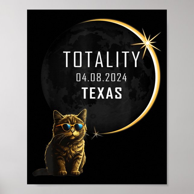 Rolig Texas Total Solförmörkelse Katt Poster (Framsidan)