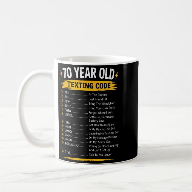 Rolig textkod för 70-åringar present till kaffemugg (Vänster)