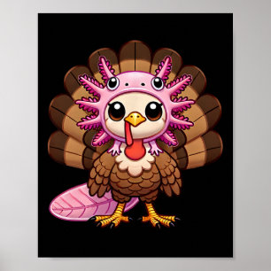 Rolig Thanksgiving Axolotl Turkostymd Som Axo Poster