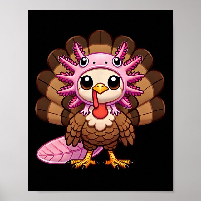Rolig Thanksgiving Axolotl Turkostymd Som Axo Poster (Framsidan)