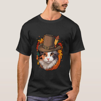 Rolig Thanksgiving Calico Katt T Shirt
