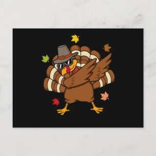 Rolig Thanksgiving Familj Män Kvinnor Kalkon Dabba Vykort
