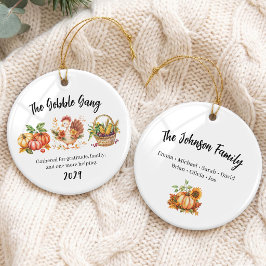 Rolig Thanksgiving Familjegrupp Julgransprydnad Keramik