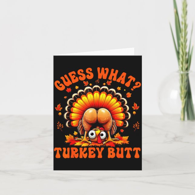 Rolig Thanksgiving Gissa Vad Kalkon Butt Par  Kort (Framsida)