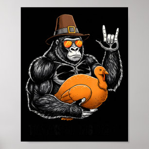 Rolig Thanksgiving Gorilla som håller Turkiet Lgri Poster