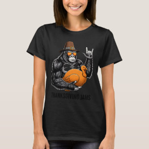Rolig Thanksgiving Gorilla som håller Turkiet Lgri T Shirt