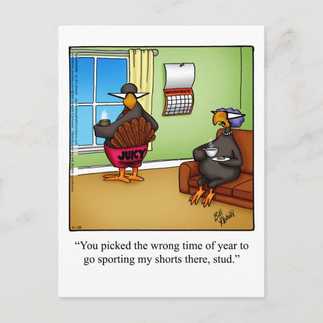Rolig Thanksgiving-humor-kort Vykort (Framsida)